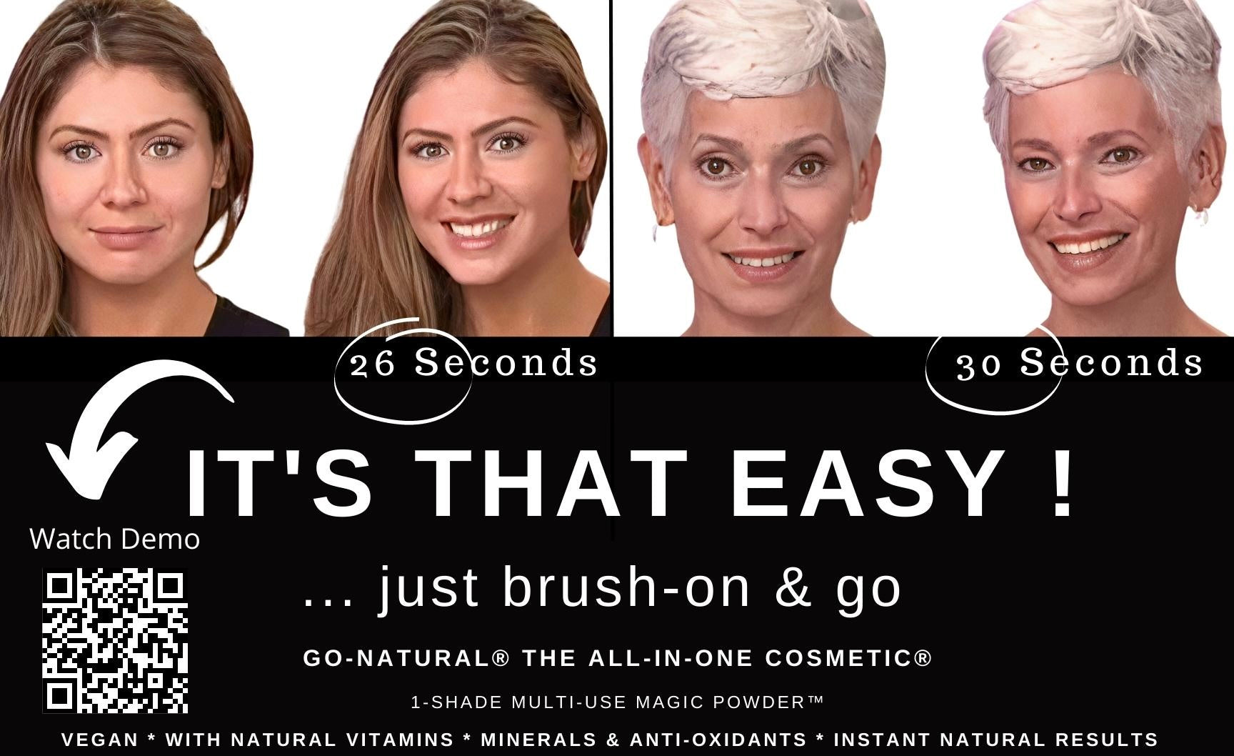 Load video: 2 Live Demos - QR Code- It&#39;s That Easy ! GO-NATURAL® ALL-IN-ONE Cosmetic® - iGoNatural Powder Makeup