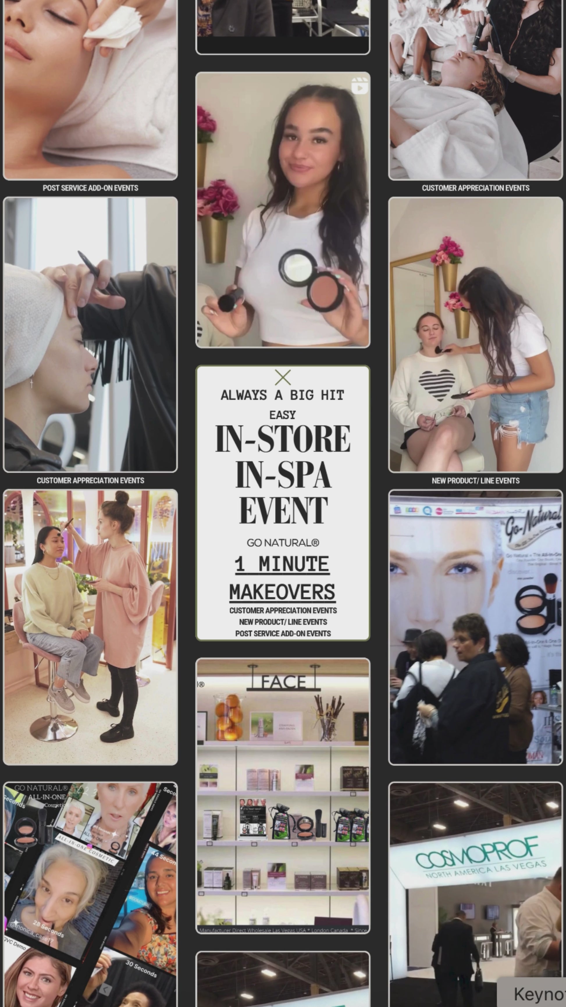 GO NATURAL I MINUTE MAKEOVER EVENT IDEA FOR SPAS BEAUTY BUSINESSES BOUTIQUES GIFT SHOPS TRAVEL RETAIL - LAS VEGAS USA MANUFACTURER DIRECT