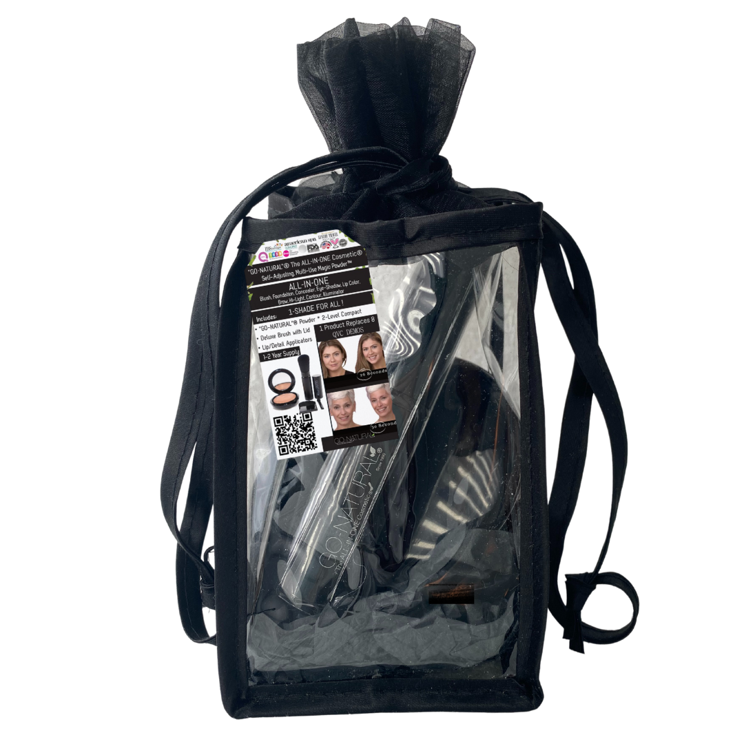 Sustainable - Packaging - Reusable Clear Travel Bag & 1 Product Replaces 8 - - GO-NATURAL® ALL-IN-ONE Cosmetic® Travel Gift Sets