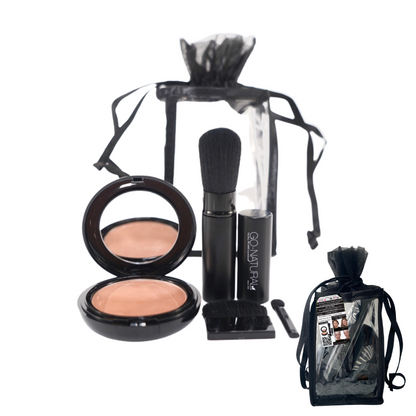 Each Travel Gift Set Includes:  

- Apr. 2 year supply (14 gr.) of the GO NATURAL® ALL-IN-ONE® Professional Grade & Vegan "Magic Powder"™ 

- in a round functional 2-level compact

- GO NATURAL® ultra-soft vegan multi-use retractable brush with lid (Value: $50)

- small brush

- lip & detail applicator

- clear cosmetic travel bag  


GO NATURAL® 
The ALL-IN-ONE Cosmetic®