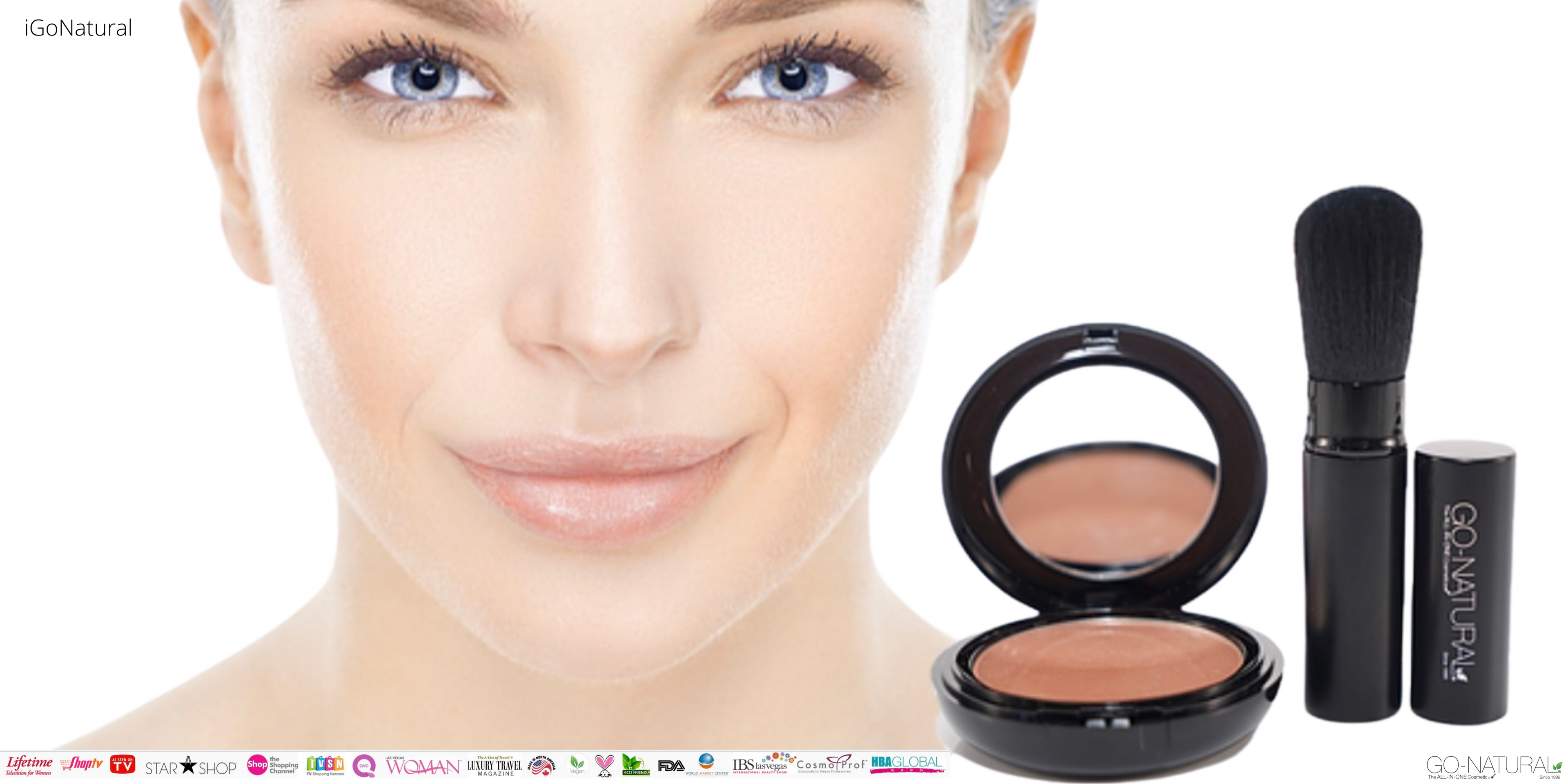 forsendelse Udgående Asser iGoNatural® Go-Natural ALL-IN-ONE Cosmetic Powder Makeup Compact Set