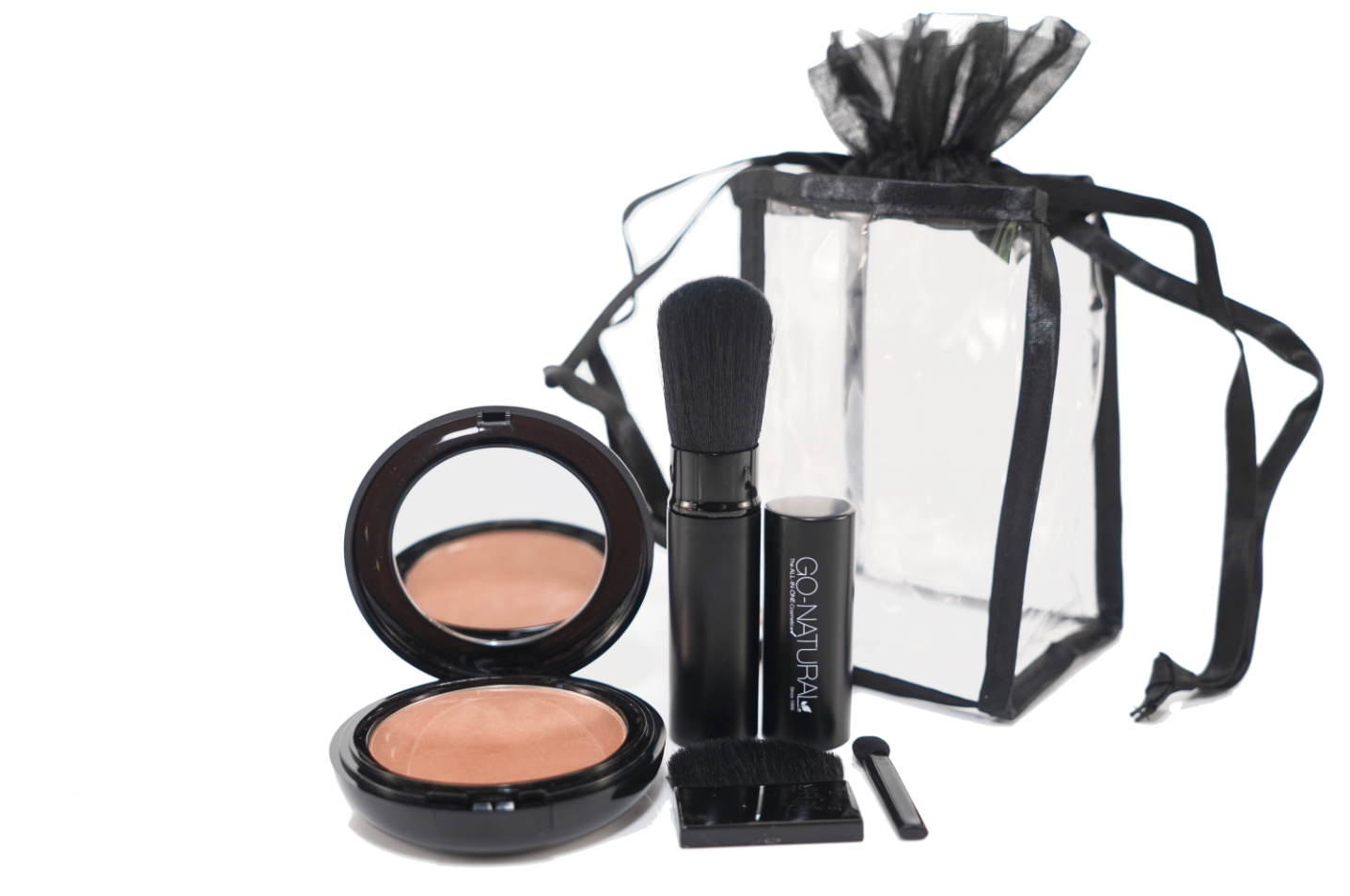 GO-NATURAL® ALL-IN-ONE Cosmetic® Magic Powder™ - Large Round Compact Kit  - Travel Set